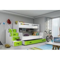 Divvietīga gulta MAX 3 90x200, balts/zaļš